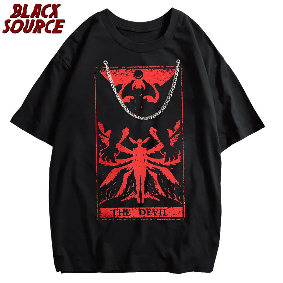 Devil Tarot Debiruman Devilman Crybaby Men's Tshirt Japan Anime Tee Shirt Harajuku Manga T-Shirts Cotton Summer Clothing