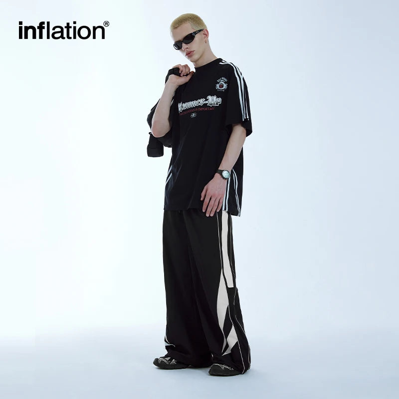 INFLATION Retro Patchwork Wide-leg Pants Trendy Water-Repellent Track Pants Sportswear