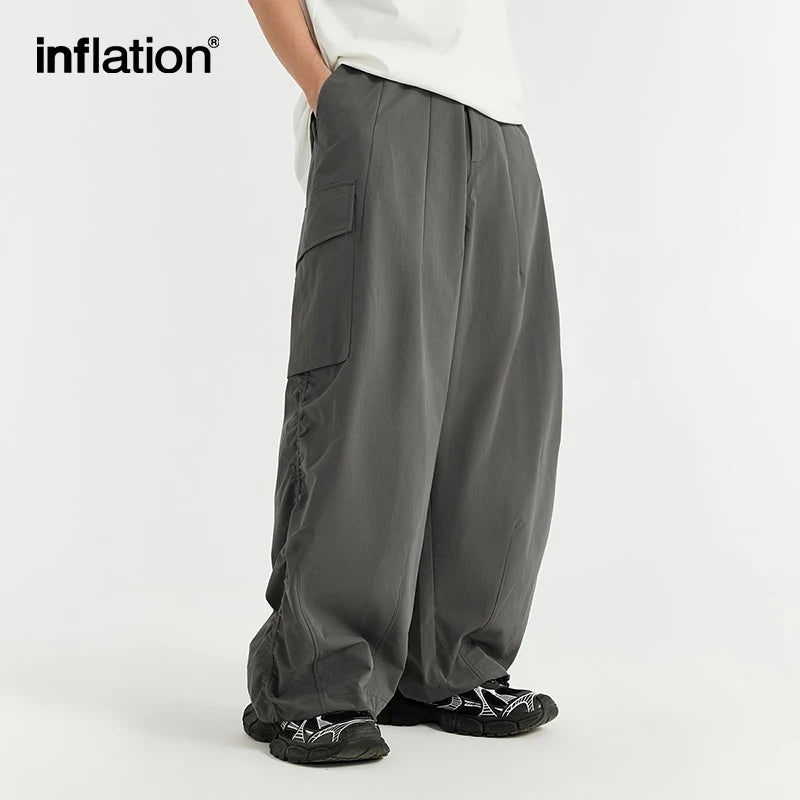 INFLATION Classic Multi Pockets Cargo Men Summer Parachute Pants Trousers