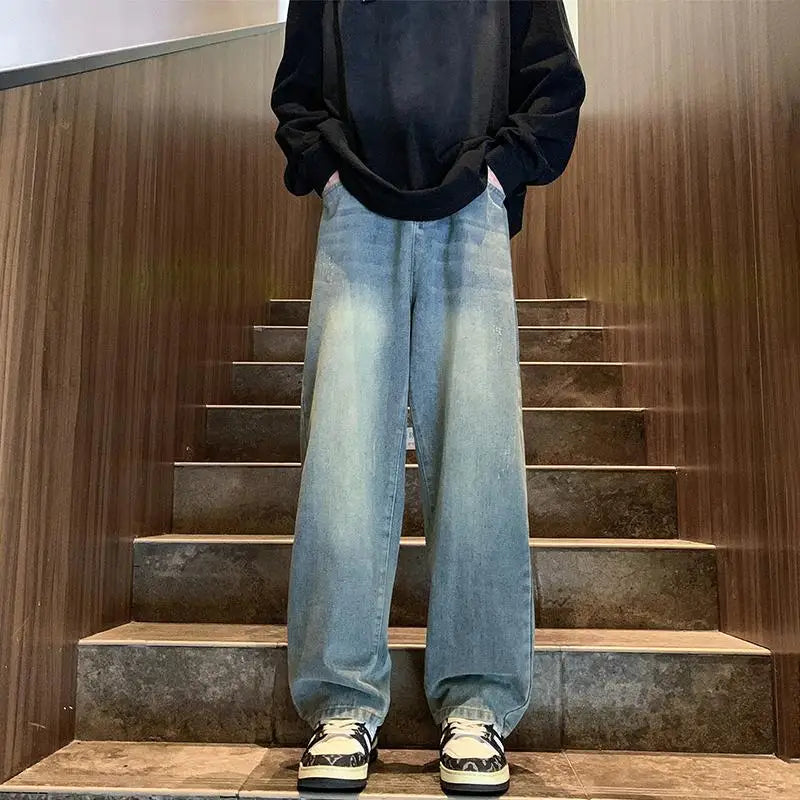 LAPPSTER Y2k Streetwear Baggy Stacked Jeans Men New Low Rise Korean Fashion Cargo Jeans Harajuku Vintage Black Cargo Denim Pants