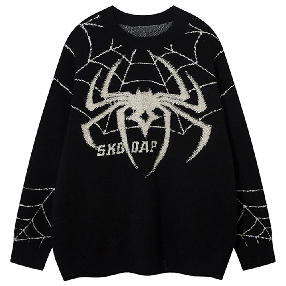 Spider Sweater Male Dark Style Vintage Knit Pullovers 2023 Winter American High Street Harajuku Women's Sweater Oversize Jumper