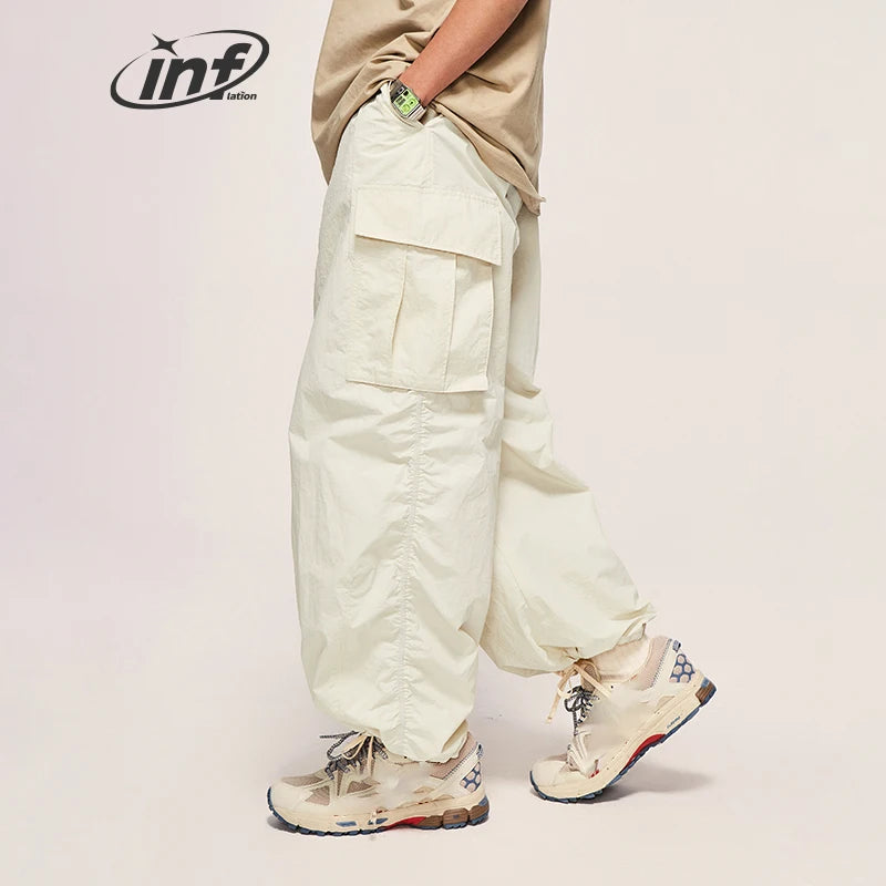 INFLATION Classical Parachute Cargo Pants Men Loose Fit Wide Leg Trousers Unisex Baggy Trousers