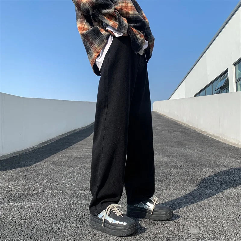 LAPPSTER Baggy Oversized Jeans Pants Denim 2023 Wide Leg Y2k Hip Hop Harem Pants Vintage Blue Denim Pants Black Straight Pants