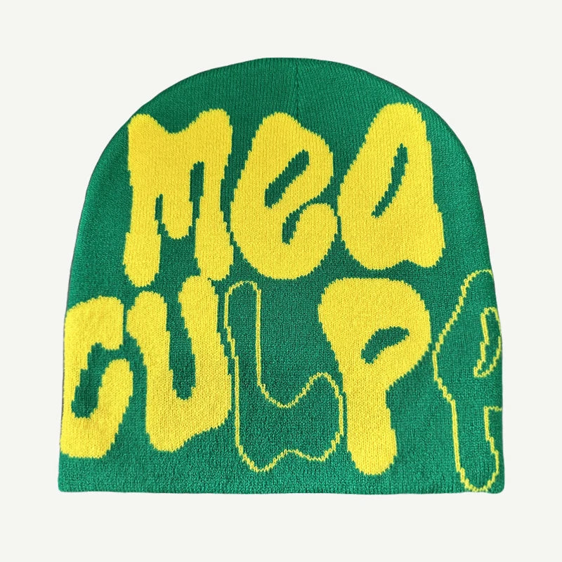 Mea Culpa Knitting Beanies Hat For Women Men Couple Y2K What's In Fashion Bonnet Kpop Wool Skullies Hoods Lady Caps Gorro шапка