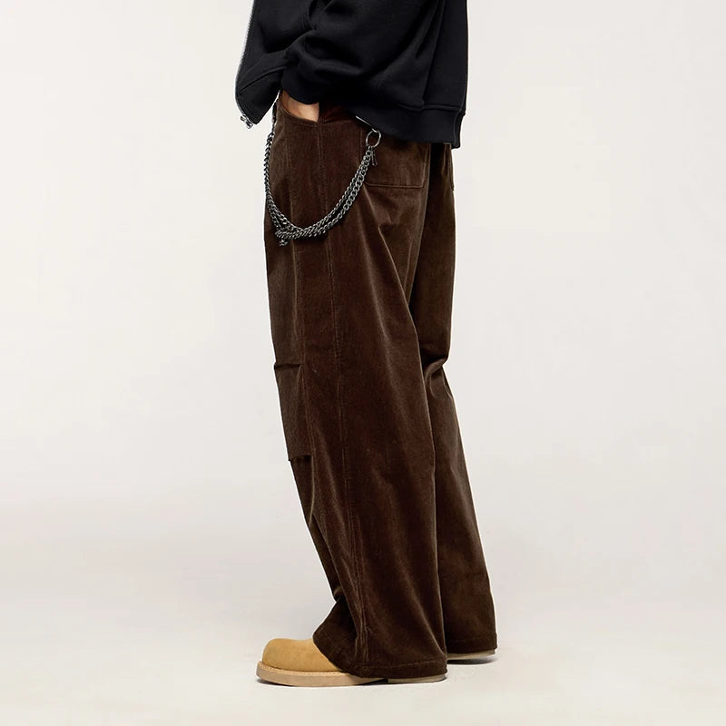 INFLATION Corduroy Cut Wide-Leg Pants Men New Arrival Loose Casual Trousers Streetwear Unisex