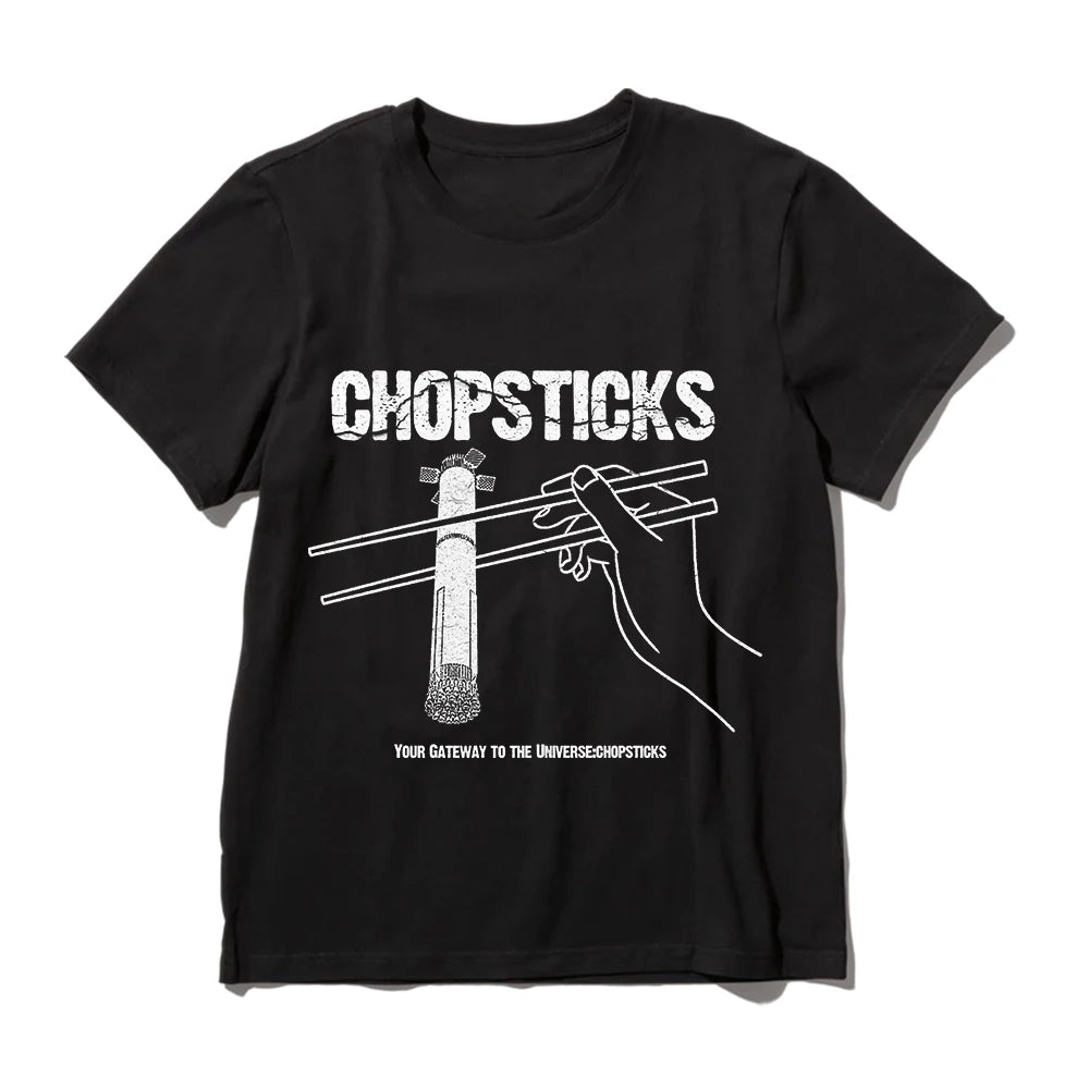 Coolmind U0163-T2  Funny Chopsticks Print Men T Shirt Casual Exclusive Graphic Men Tshirt O-Neck Big Size Unisex Tee Shirts