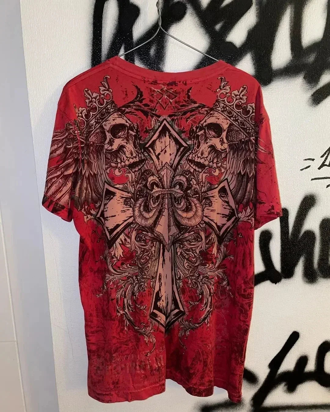 2000s Affliction Winter Long Sleeve T Shirt Hip Hop Crew Neck Oversized Sleeve Men Women Casual Gothic Clothing Tops Street Wear