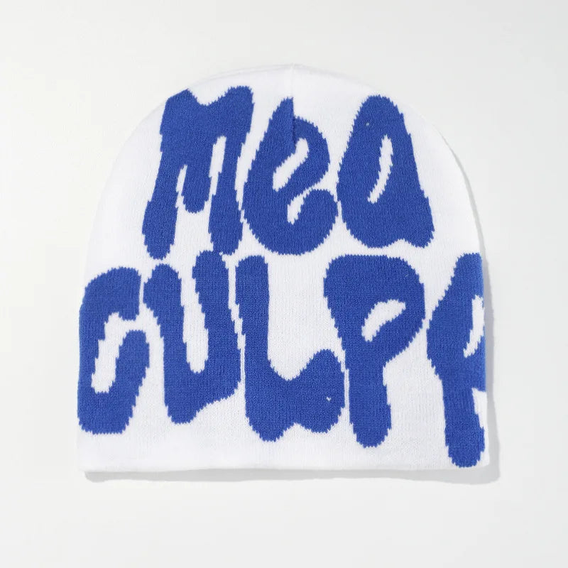 Mea Culpa Knitting Beanies Hat For Women Men Couple Y2K What's In Fashion Bonnet Kpop Wool Skullies Hoods Lady Caps Gorro шапка