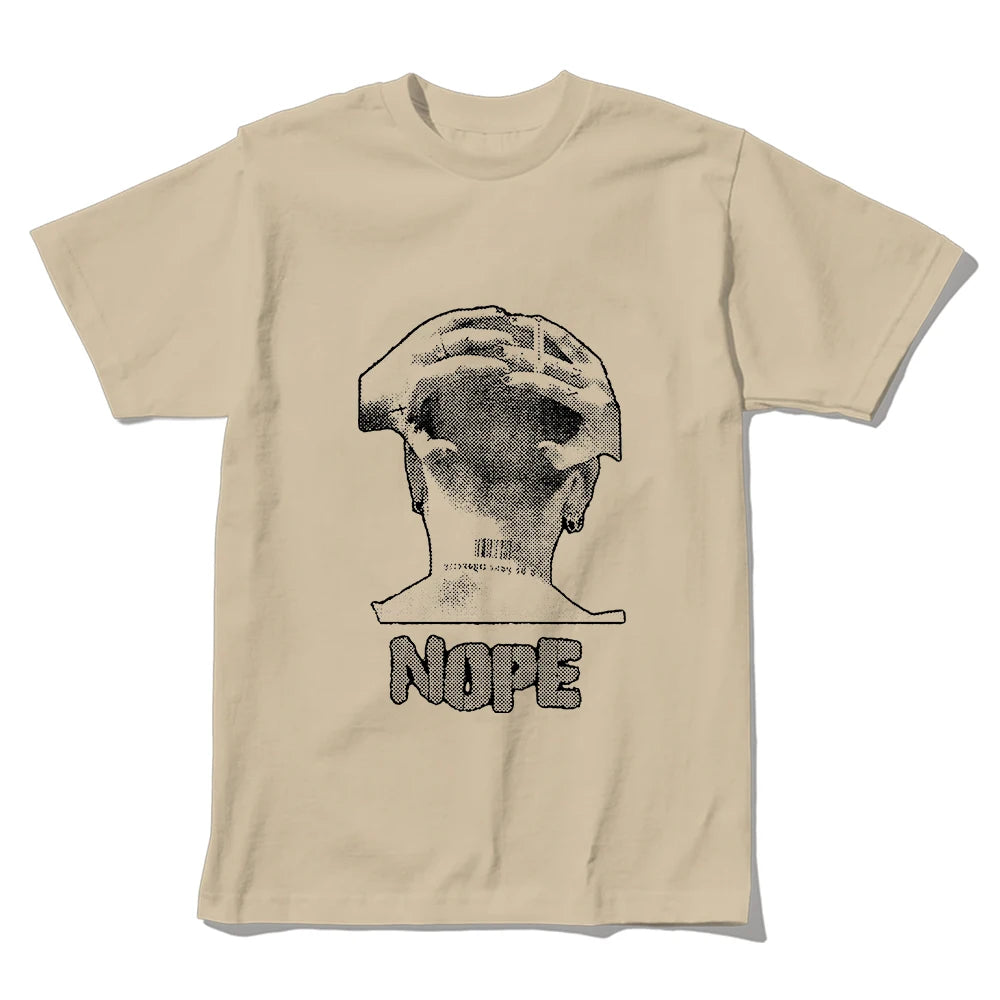 Coolmind U0089-T2 Nope Exclusive Graphic Print Streetwear 100% Cotton Men Tshirt Loose Big Size Unisex Tee Shirts