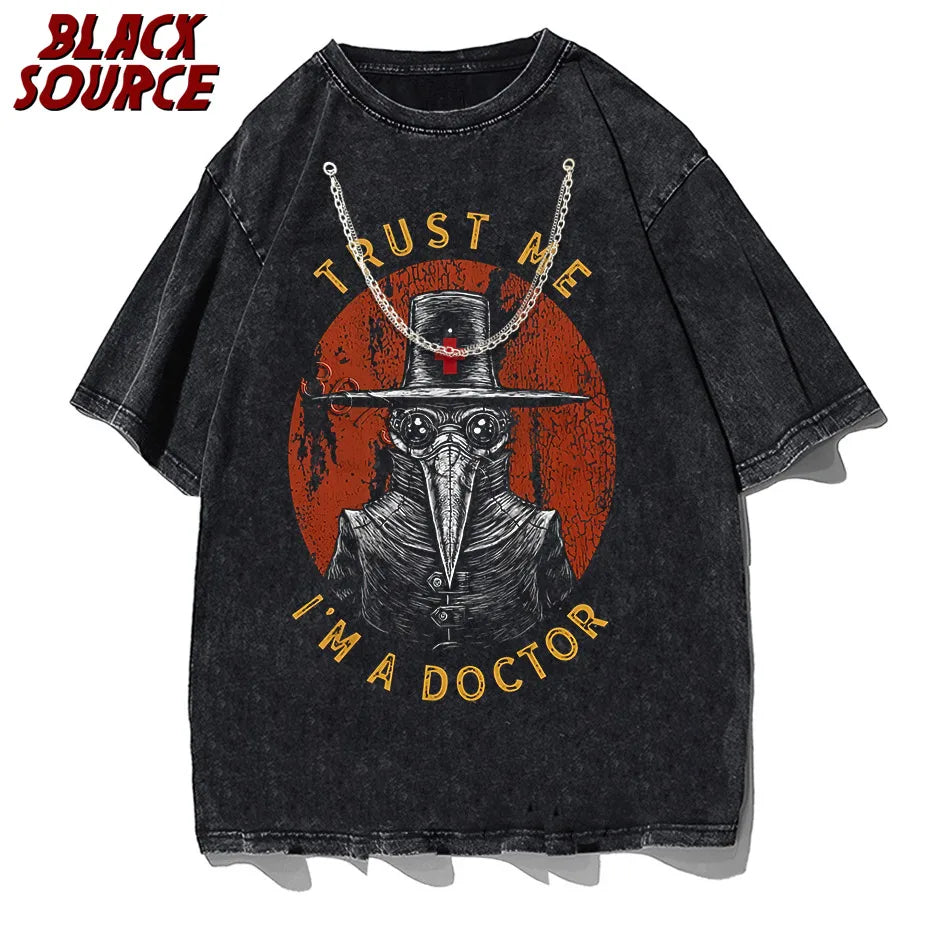 Humor Trust Me I'm A Doctor T Shirt Men Cotton Funny Harajuku T-shirt Short Sleeves Halloween Plague Doctor Tees Streetwear Tops