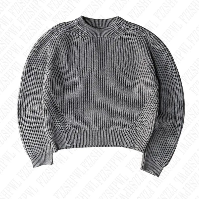 Y2k Men Knitted Sweater Solid Color Hip Hop Graphic American Retro Sweater Streetwear Punk Pullover Grunge High Street Casual