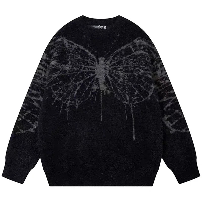 Butterfly Jacquard Zipper Cardigan Men's Sweaters Mink Hair Soft Winter Couples Turtleneck Sweater Oversize Knitwear Men's Coats