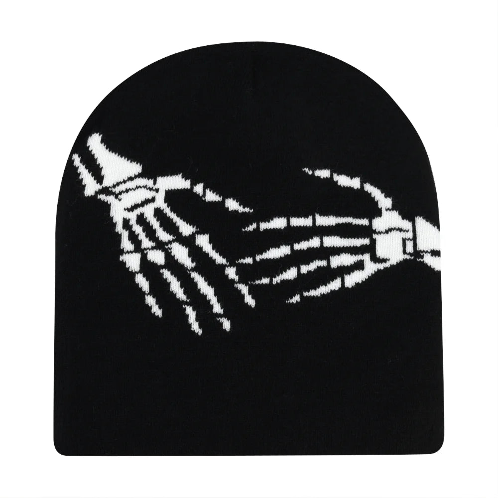 Beanies Fashion Skull Print Y2K Knitted Hats for Women Men Ear Protection Winter Autumn Windproof Keep Warm Gorras Hip Hop Cap