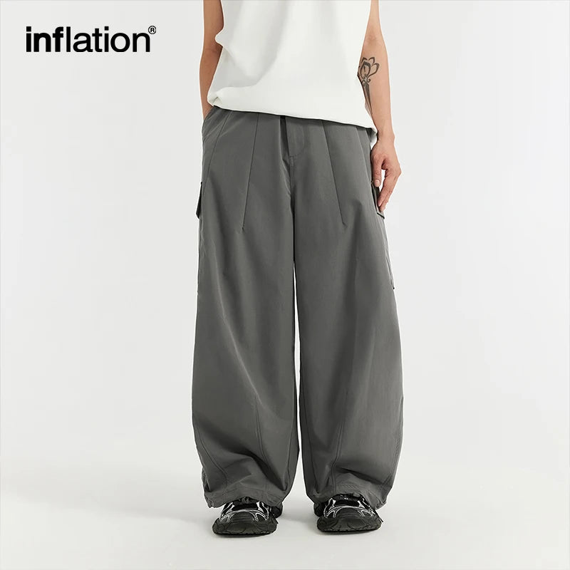 INFLATION Classic Multi Pockets Cargo Men Summer Parachute Pants Trousers