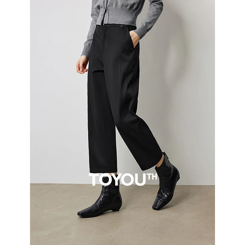 TOYOUTH Women Suit Pants 2024 Autumn New Ankle Length Casual Black Pants