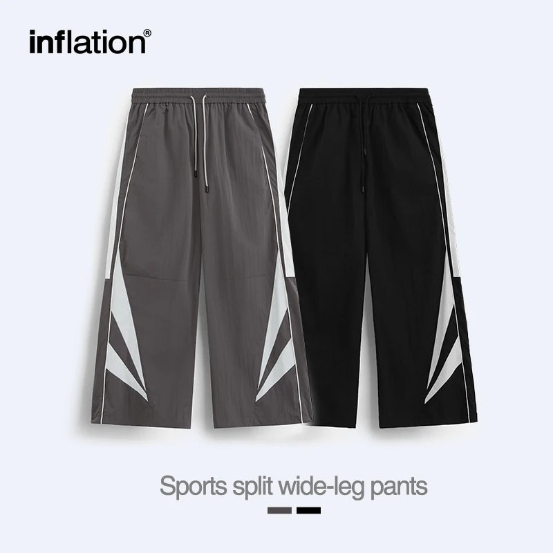 INFLATION Retro Patchwork Wide-leg Pants Trendy Water-Repellent Track Pants Sportswear