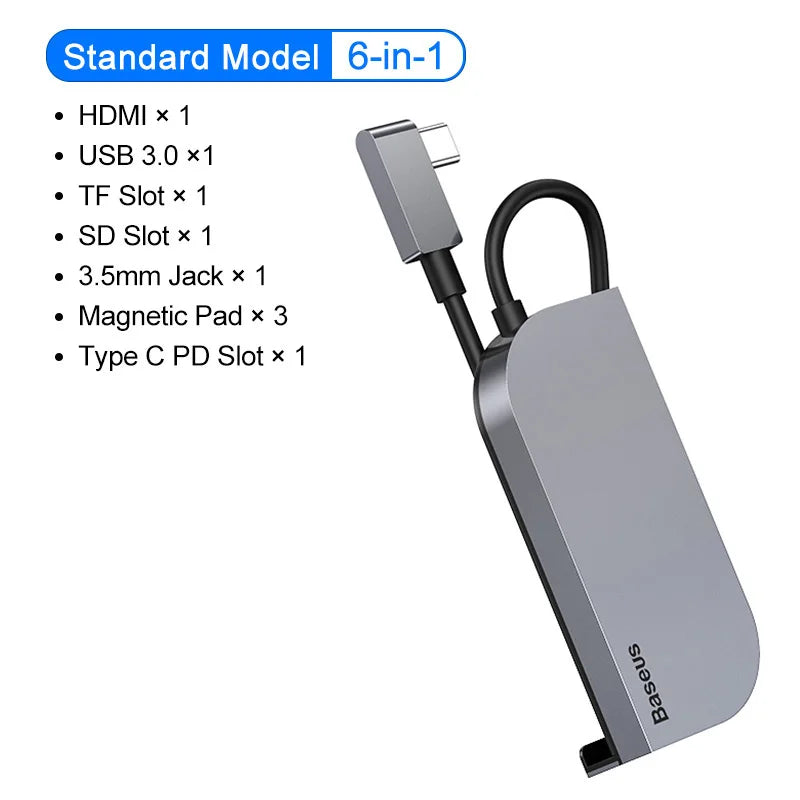 Baseus USB C HUB to USB 3.0 HDMI-compatible USB HUB for iPad Pro Type C HUB for MacBook Pro Docking Station Multi 6 USB Ports