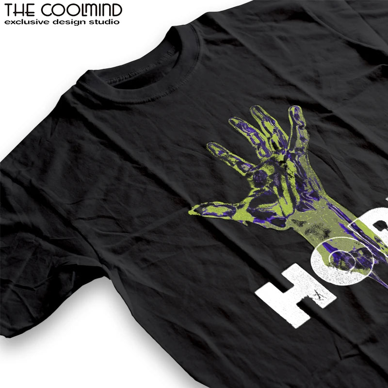 Coolmind U0019-T2 Hand Print Men T Shirt Cool Exclusive Graphic Tshirt Unisex O-Neck Tee Shirts Tops