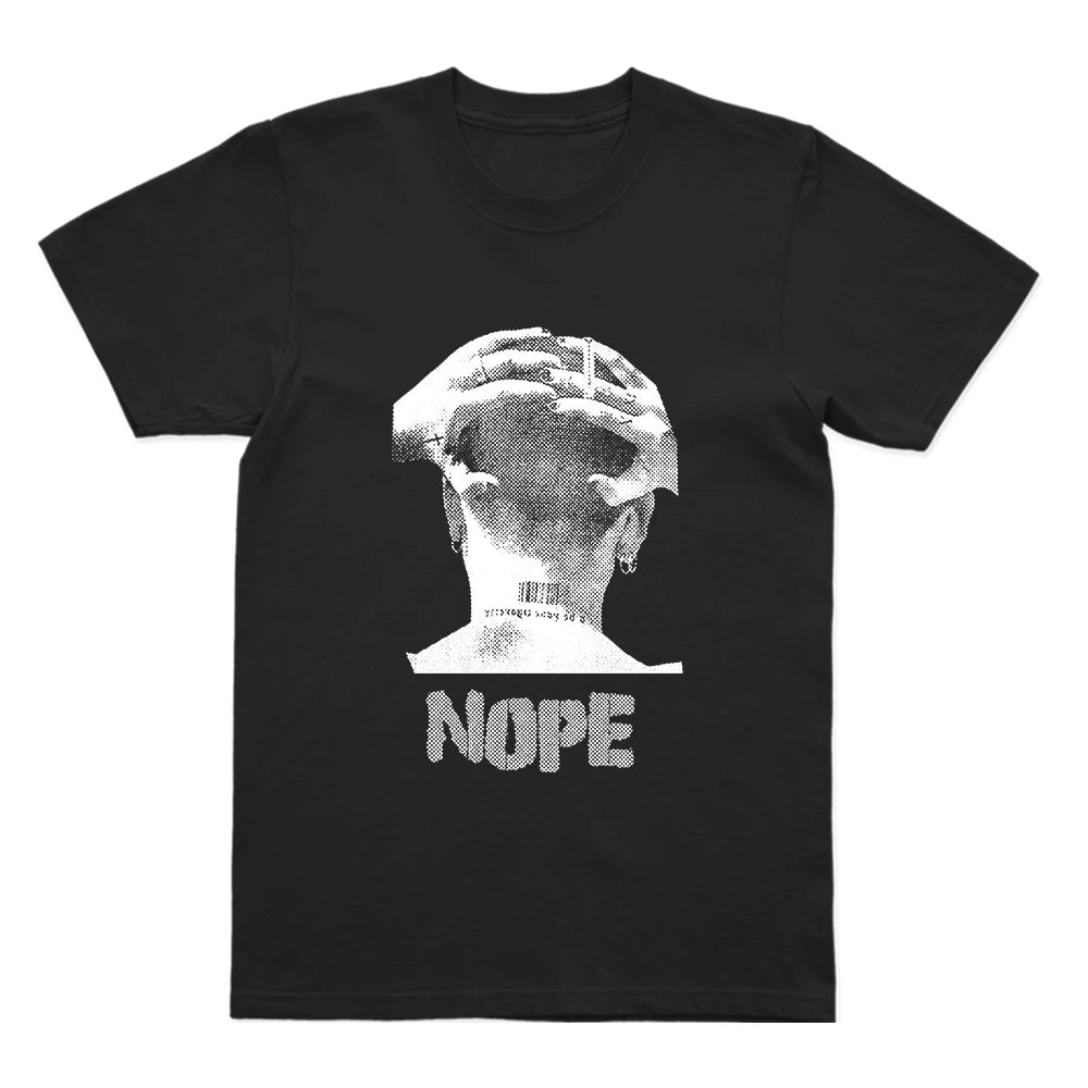 Coolmind U0089-T2 Nope Exclusive Graphic Print Streetwear 100% Cotton Men Tshirt Loose Big Size Unisex Tee Shirts