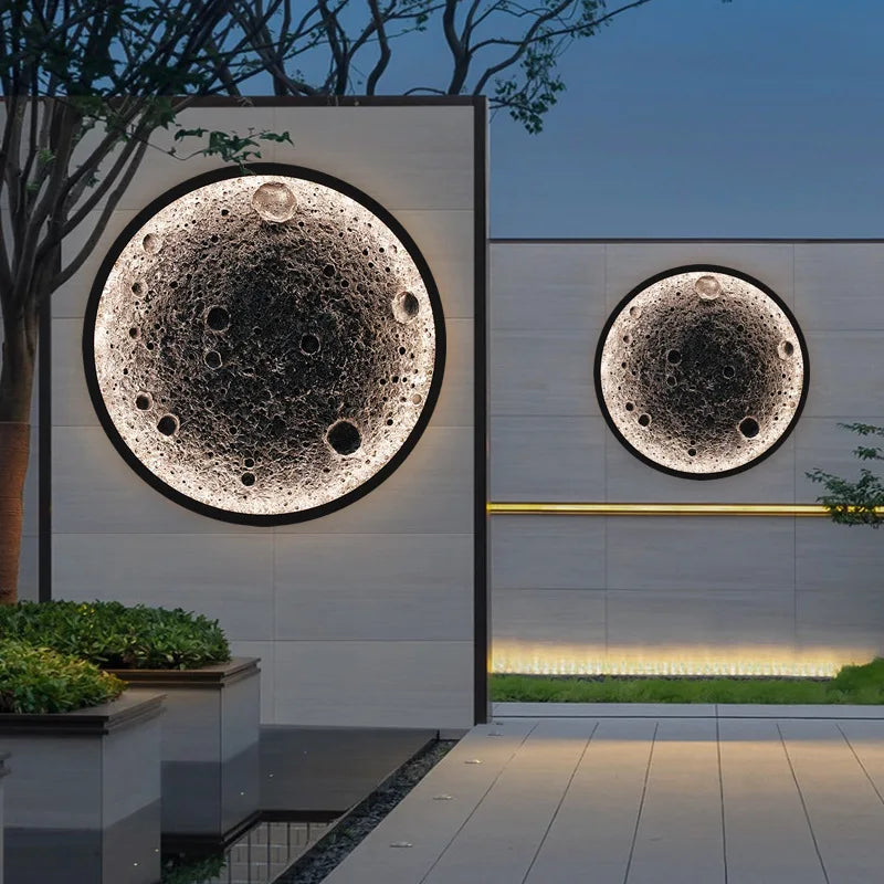 Modern Creative Embossed Moon LED Wall Lamp Outdoor IP65 Waterproof Lighting Garden Decoration Living Room Dining Room Sconce