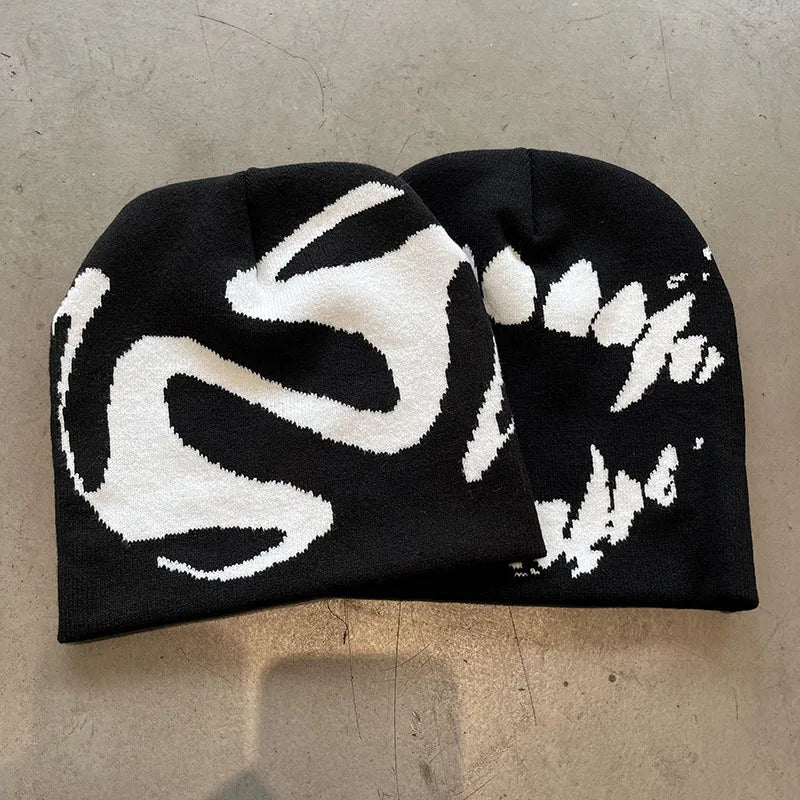 Women Hat Knitting Beanies Goth Tooth Caps Men Y2k Streetwear Winter Fashion Pullover Kpop Harajuku Vintage Warm Hip Hop Unisex