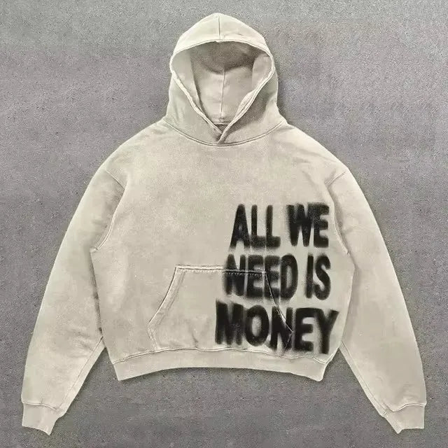 Vintage casual Europe and America fashion couple sweatshirts cool printed Color blocking long-sleeves oversizeds jackets