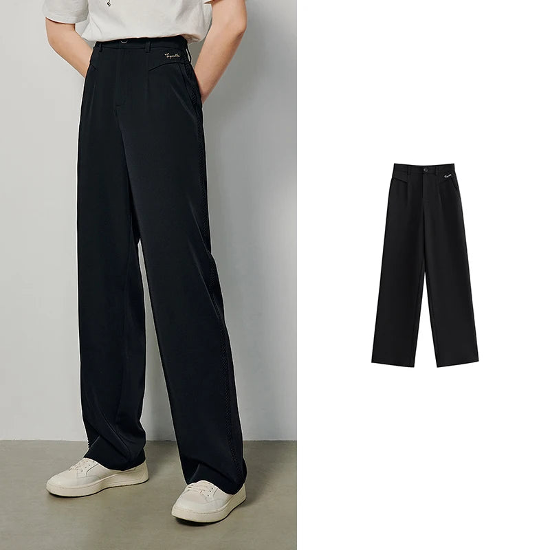 TOYOUTH Women Trouser 2024 Spring New Office Lady Long Trousers Solid Straight High Waist Pant Vestodo Female Pants