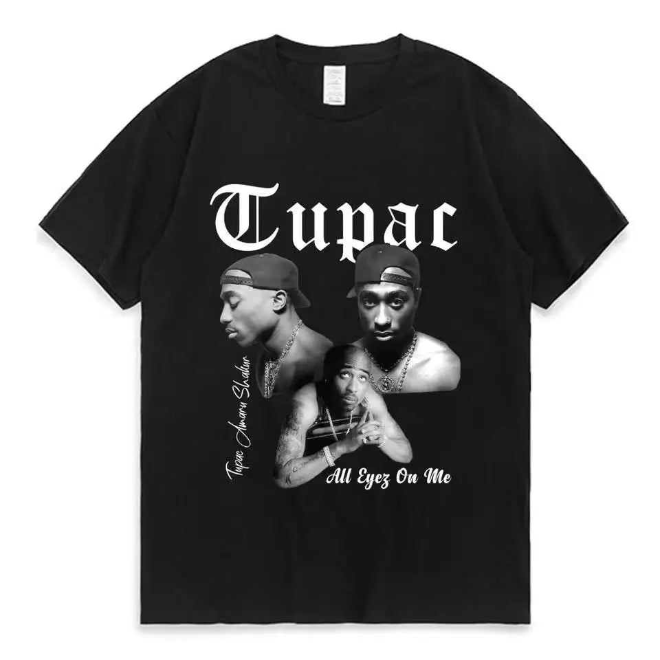 Rapper Tupac 2pac Tops Hip Hop Streetwear OversizedSleeves Tee Shirt 2023 Summer Fashion T-shirt Men Women Cotton T Shirt 80183