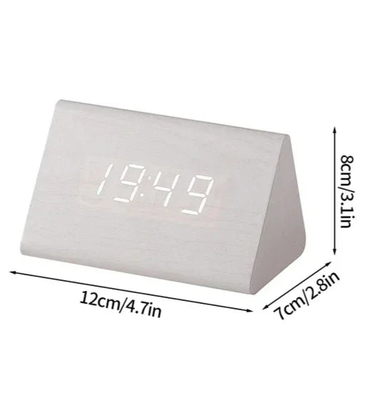 Digital LED Wooden Alarm Clock With Temperature Voice Control Snooze Electronic Desk Clock USB AAA Power Supply Decorations Home