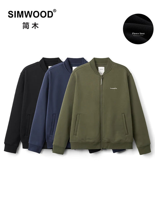 SIMWOOD 2024 Autumn Winter New Oversize 400gsm Antistatic Warm Fleece Liner Jackets Men Baseball Coats Bomber Jackets