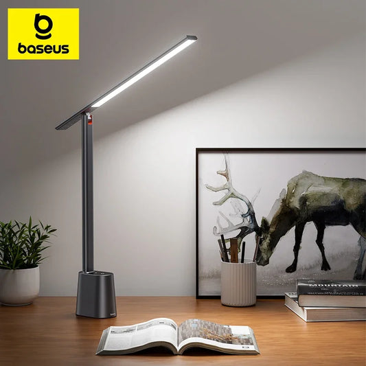 Baseus LED Desk Lamp Eye Protect Study Dimmable Office Light Foldable Table Lamp Smart Adaptive Brightness Bedside Lamp For Read