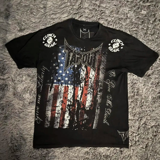 Tapout T Shirt Y2K Clothes Mens American Hip Hop  Letter Graphic Print Oversized TShirt Gothic Round Neck Short Sleeve Tops