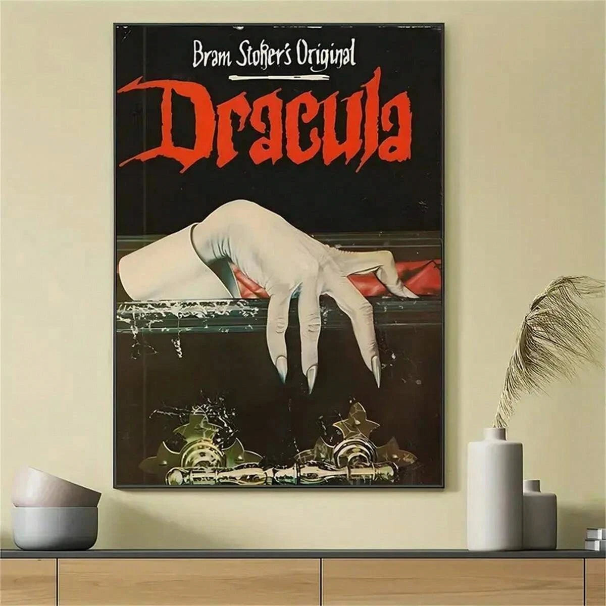 Modern Horror "Vampire Hand" Canvas Prints Gothic Dramatic Wall Art Poster for Living Room Bathroom Home Halloween Decor Cuadros