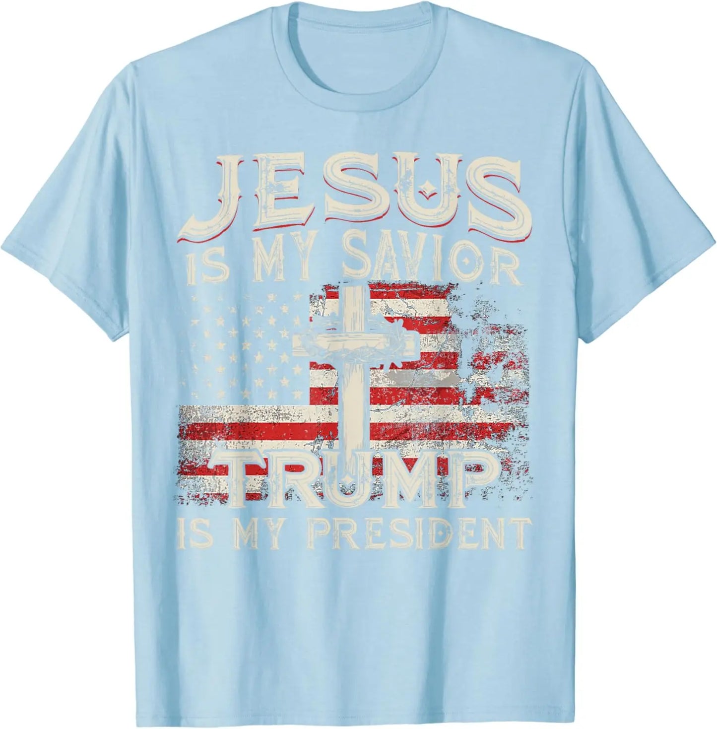 Jesus Is My Savior Trump Is My President American Flag  Women's T-shirts Fashion Y2k Tops Tshirt Haikyuu Graphic Tees 80811