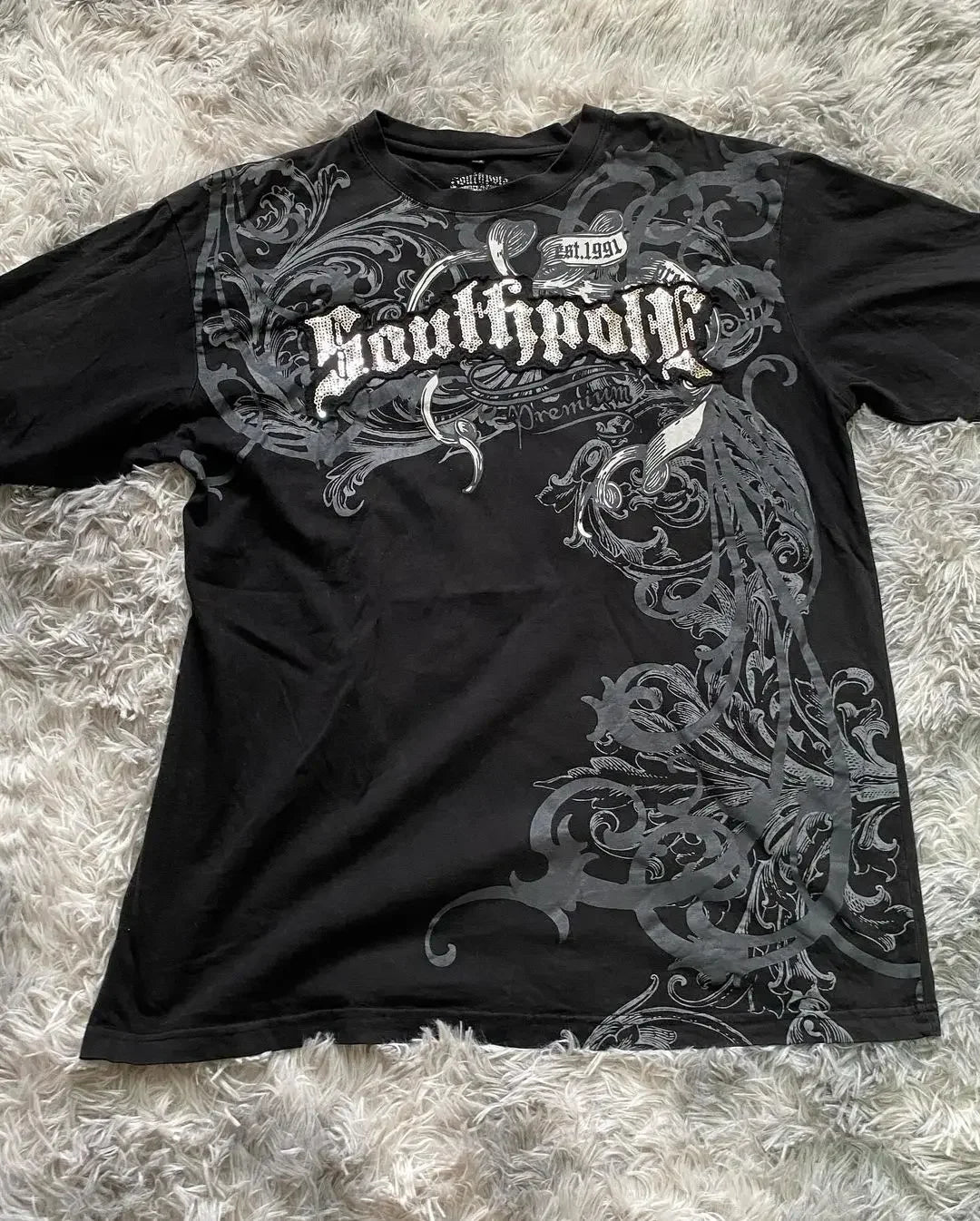 2000s Affliction Winter Long Sleeve T Shirt Hip Hop Crew Neck Oversized Sleeve Men Women Casual Gothic Clothing Tops Street Wear