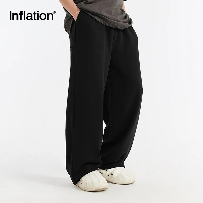 INFLATION Skin-friendly Sweatpants Unisex Cool Feeling Breathable Wide Leg Pants