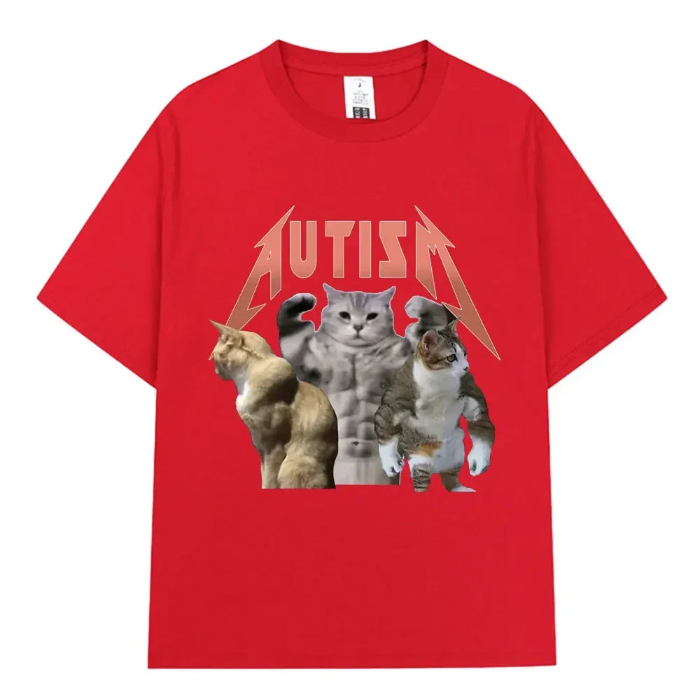 Buff Cats Autism Memory T-shirt Fitness Gym Fashion Hip Hop Short Sleeve T Women's Summer Comfortable T-shirt