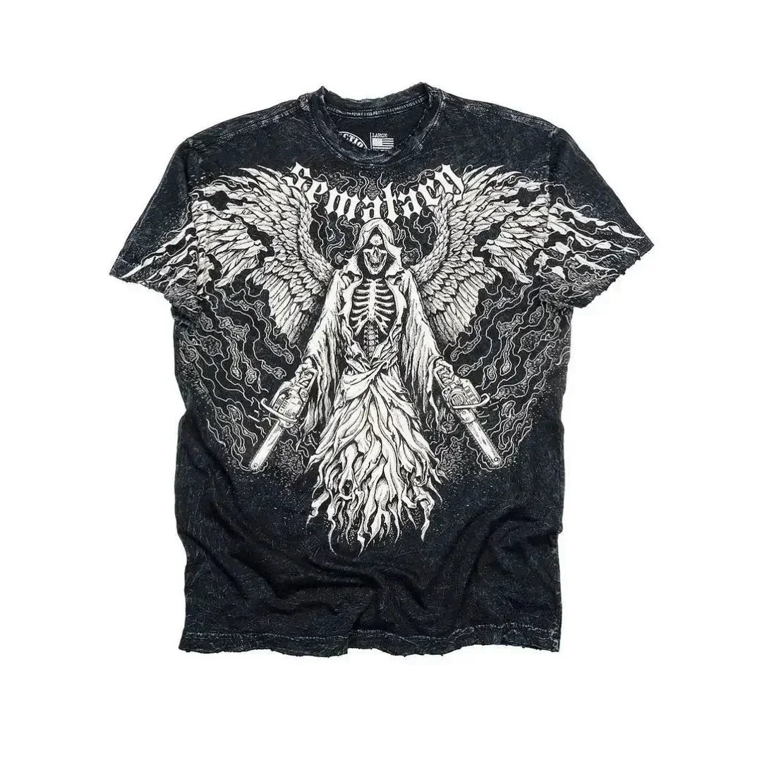 2000s Affliction Winter Long Sleeve T Shirt Hip Hop Crew Neck Oversized Sleeve Men Women Casual Gothic Clothing Tops Street Wear