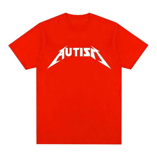 Autism Metal Rock Meme T-shirt Men Women Fashion Hip Hop Short Sleeve Oversized T-shirts Summer Sport Loose T Shirt Tops