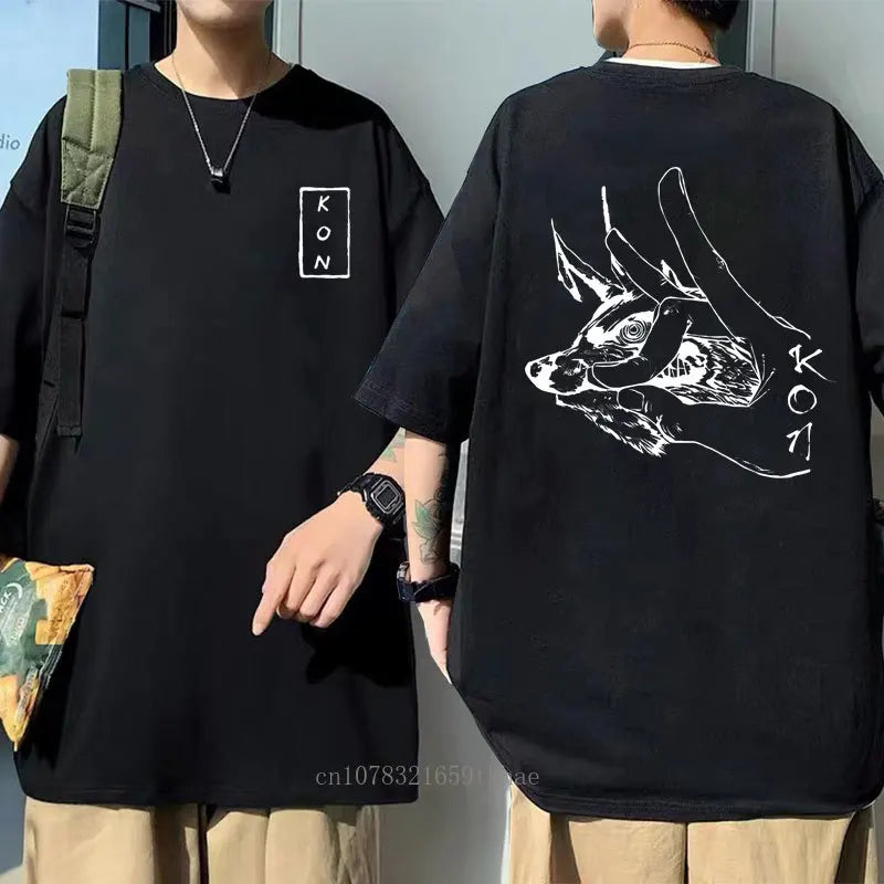 Japanese Anime Cartoon Kon Shirt Men Running Sports Loose Oversized T-shirt Short Sleeve Cotton Summer Men's Top Men's T Shirt