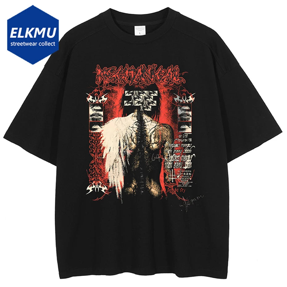 Gothic Punk T Shirts Graphic Tee Tops Men Streetwear Hip Hop Harajuku Oversized T-shirts 2025 Summer Loose Y2K Tshirts