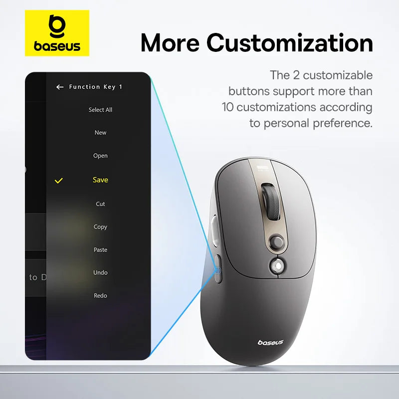 Baseus Wireless Mouse Editor Pro Bluetooth 5.1 Dual Mode Long Battery Life Rechargeable Office Ergonomic Screen Display Mouse