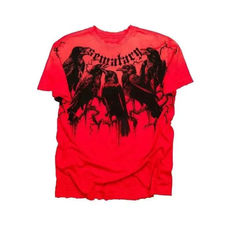 2000s Affliction Winter Long Sleeve T Shirt Hip Hop Crew Neck Oversized Sleeve Men Women Casual Gothic Clothing Tops Street Wear