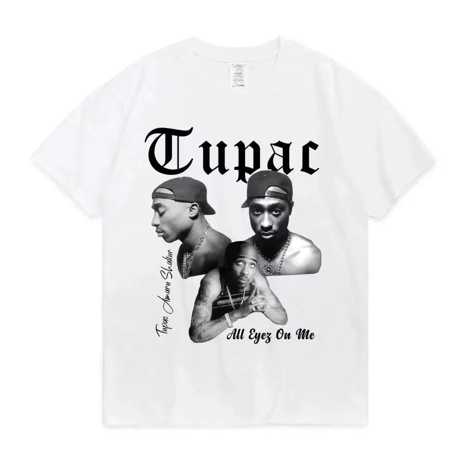 Rapper Tupac 2pac Tops Hip Hop Streetwear OversizedSleeves Tee Shirt 2023 Summer Fashion T-shirt Men Women Cotton T Shirt 80183