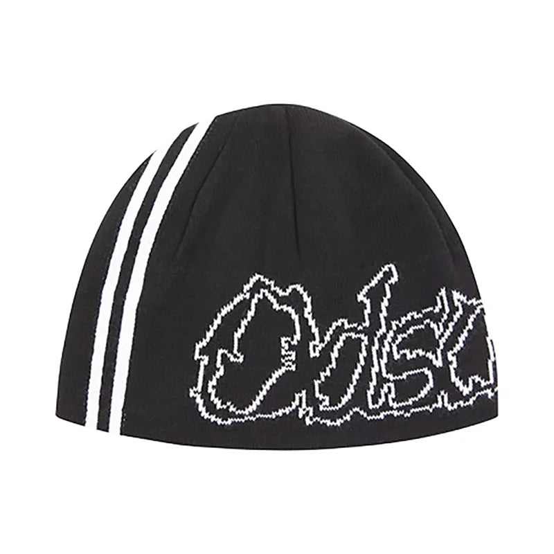 Women Beanie Hat Korean Fashion Knit Letter Winter Jacquard Hip Hop Harajuku Graphic Y2k Streetwear Unisex Pullover Accessories