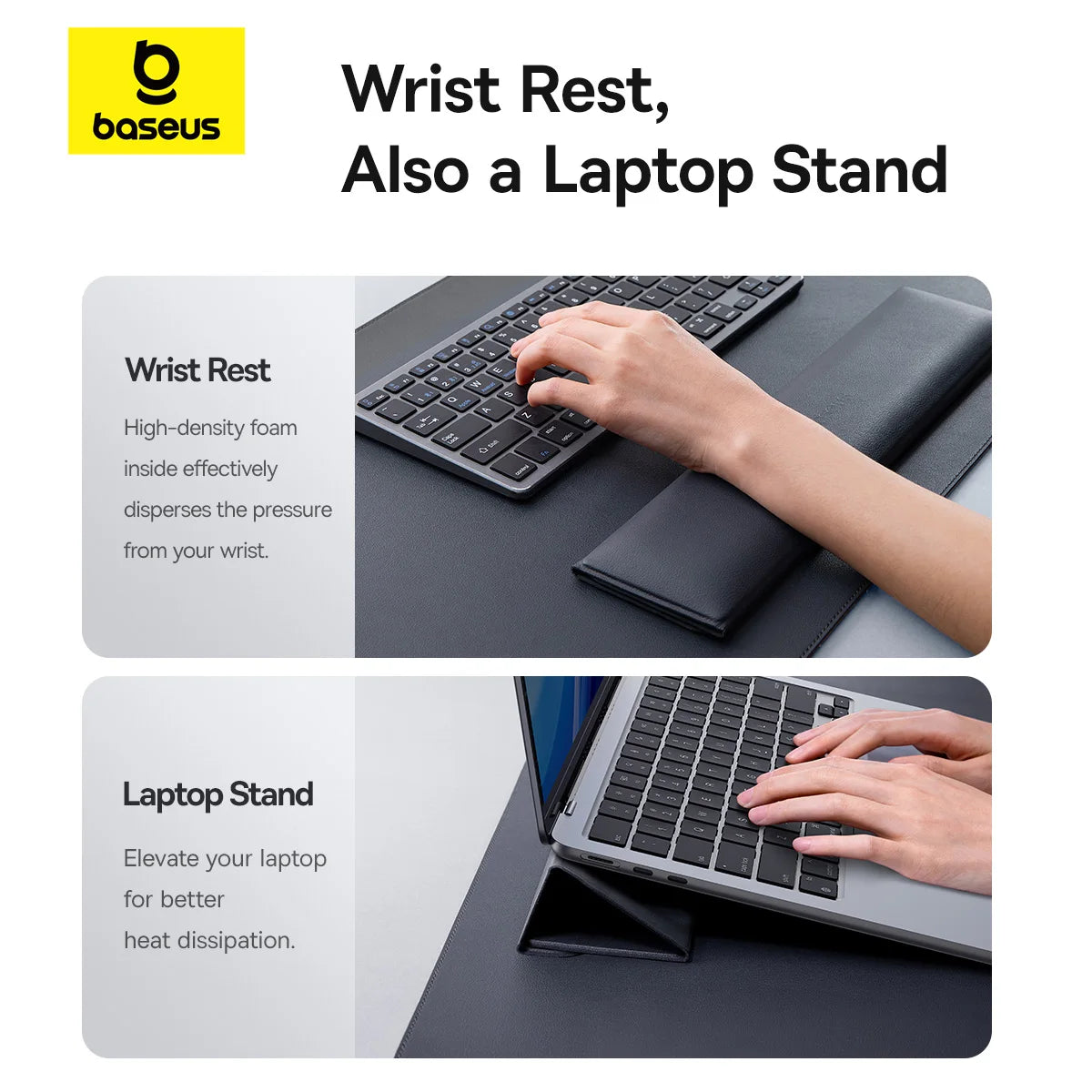 Baseus 3 in 1 Desk Mat Multifunction Mouse Pad Ergonomic Design Wrist Rest Laptop Keyboard Stand Smart Bracket Soft PU Mice Pad