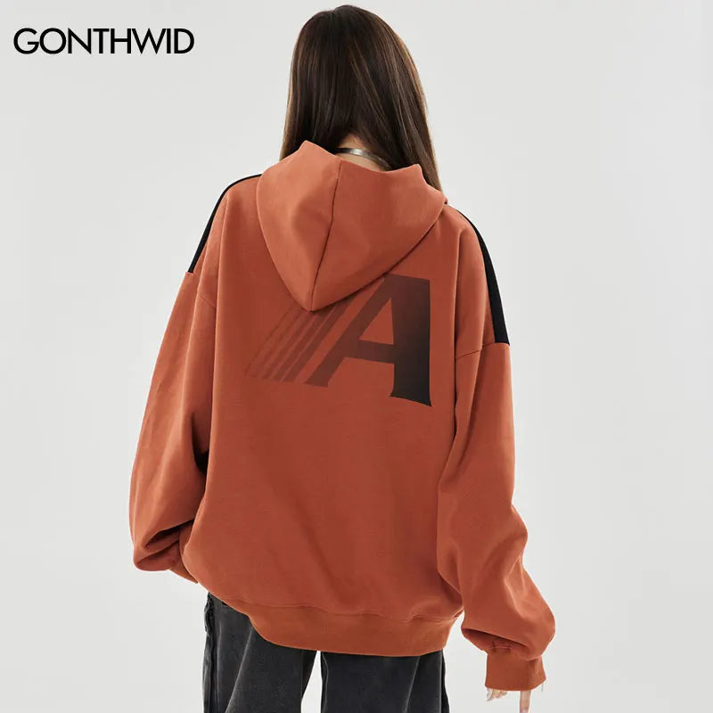 Men Hoodie Y2K Streetwear Graphic Print Patchwork Pullover Hooded Sweatshirt 2024 Hip Hop Harajuku Fashion Loose Unisex Hoodies