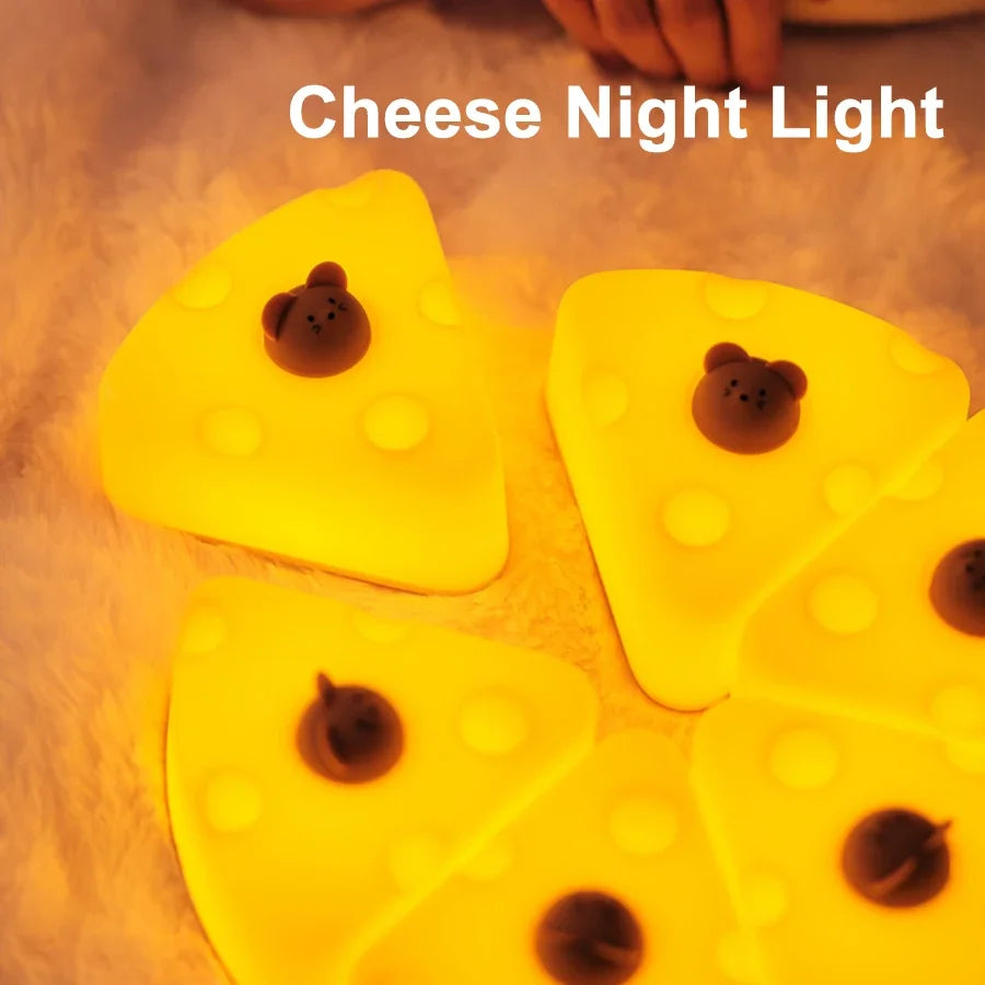 Kids Night Light Cute Cartoon Cheese Bedside Lamp Touch Sensor Night Light For Bedroom Decoration Table Lamp Children Gifts