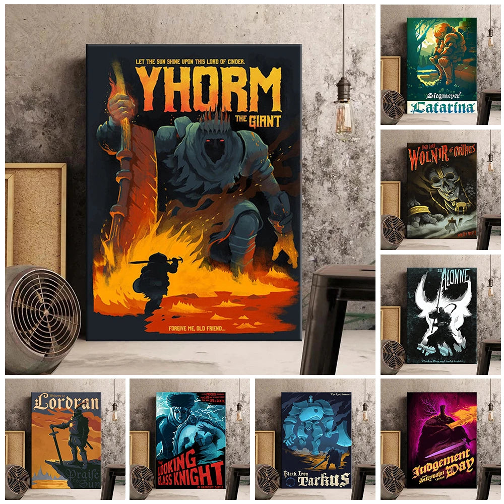 Dark Souls Game Poster Retro Movie Hot YHORM THE GIANT Canvas Wall Print Art Picture for Home Living Room Wall Decor Unframed