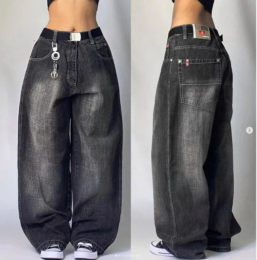 Affliction Baggy Jeans New Hip hop Fashion Hip Hop Wing Embroidery Jeans Men Women Vintage Streetwear Loose Wide Leg Denim Pants